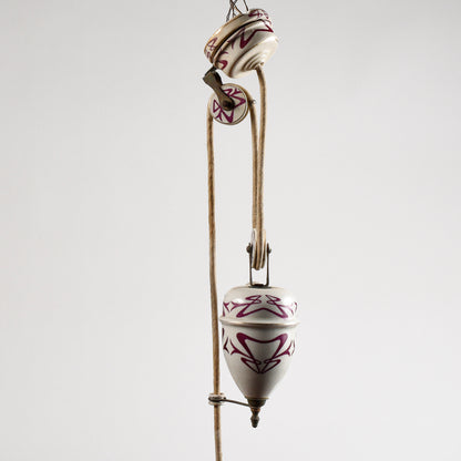 Lampadario liberty sali scendi in ceramica originale perfetto e funzionante epoca art nuveau