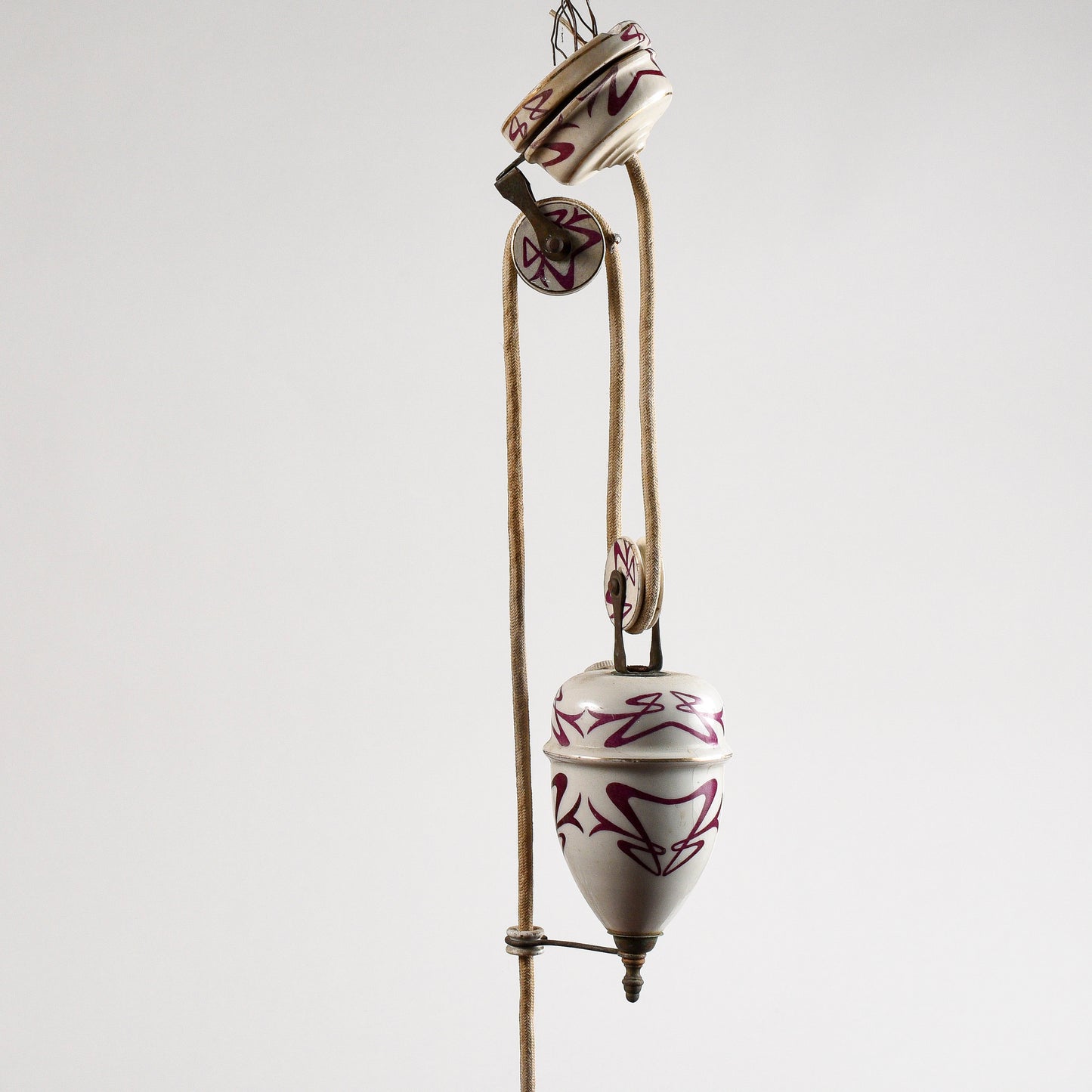Lampadario liberty sali scendi in ceramica originale perfetto e funzionante epoca art nuveau