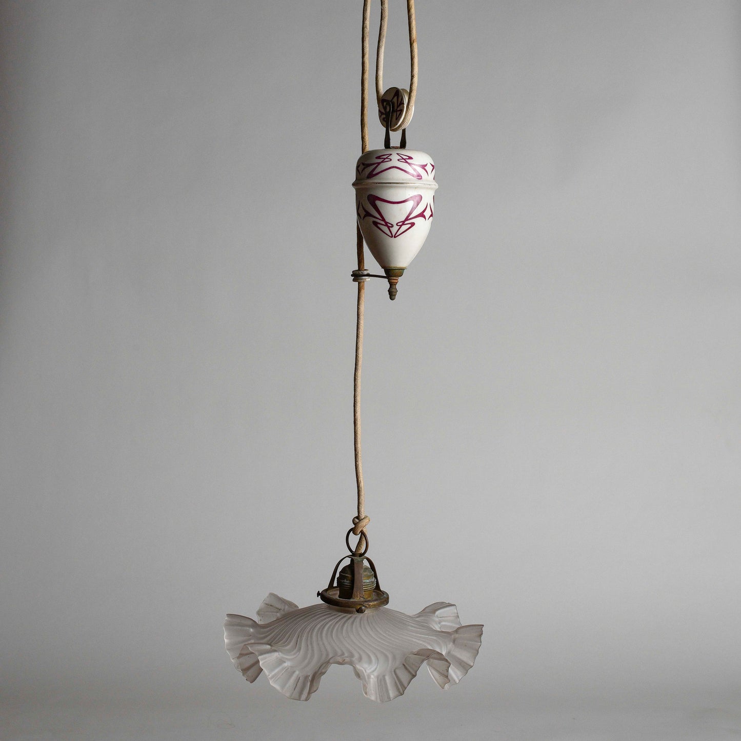 Lampadario liberty sali scendi in ceramica originale perfetto e funzionante epoca art nuveau