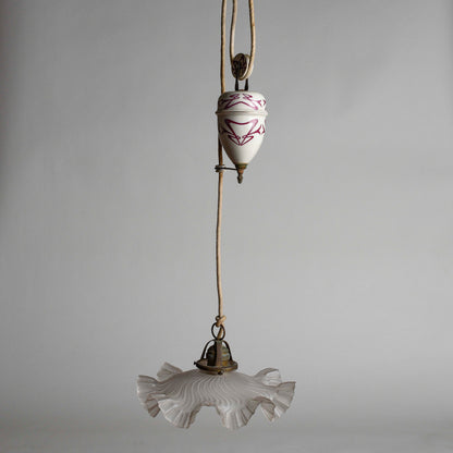 Lampadario liberty sali scendi in ceramica originale perfetto e funzionante epoca art nuveau