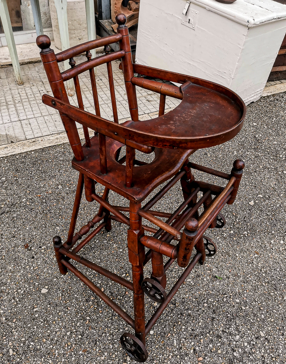 Seggiolone sedia da  bambino passeggino  girello pieghevole  Italia epoca primo 1900