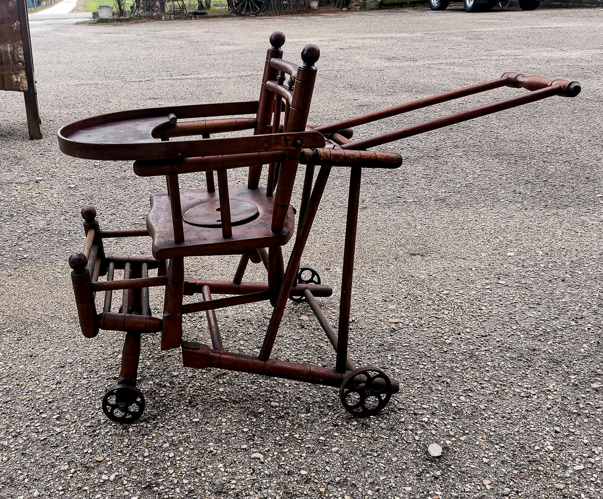 Seggiolone sedia da  bambino passeggino  girello pieghevole  Italia epoca primo 1900