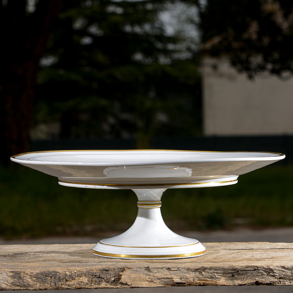 Alzatina Meissen  porcellana bianca con filetto oro Germania epoca 700