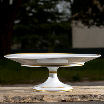 Alzatina Meissen  porcellana bianca con filetto oro Germania epoca 700