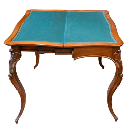 Tavolo da gioco in noce Italia 1860