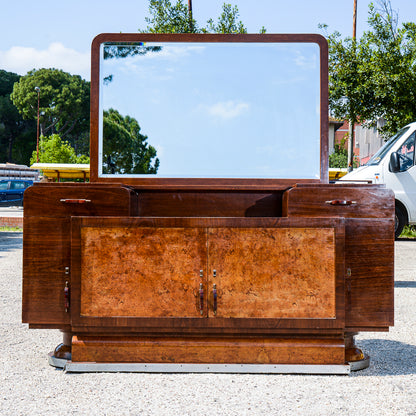 Credenza con specchio originale design italiano dell'Art Decò  di Osvaldo Borsari