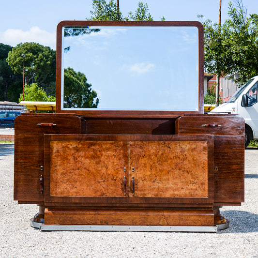 Credenza con specchio originale design italiano dell'Art Decò  di Osvaldo Borsari