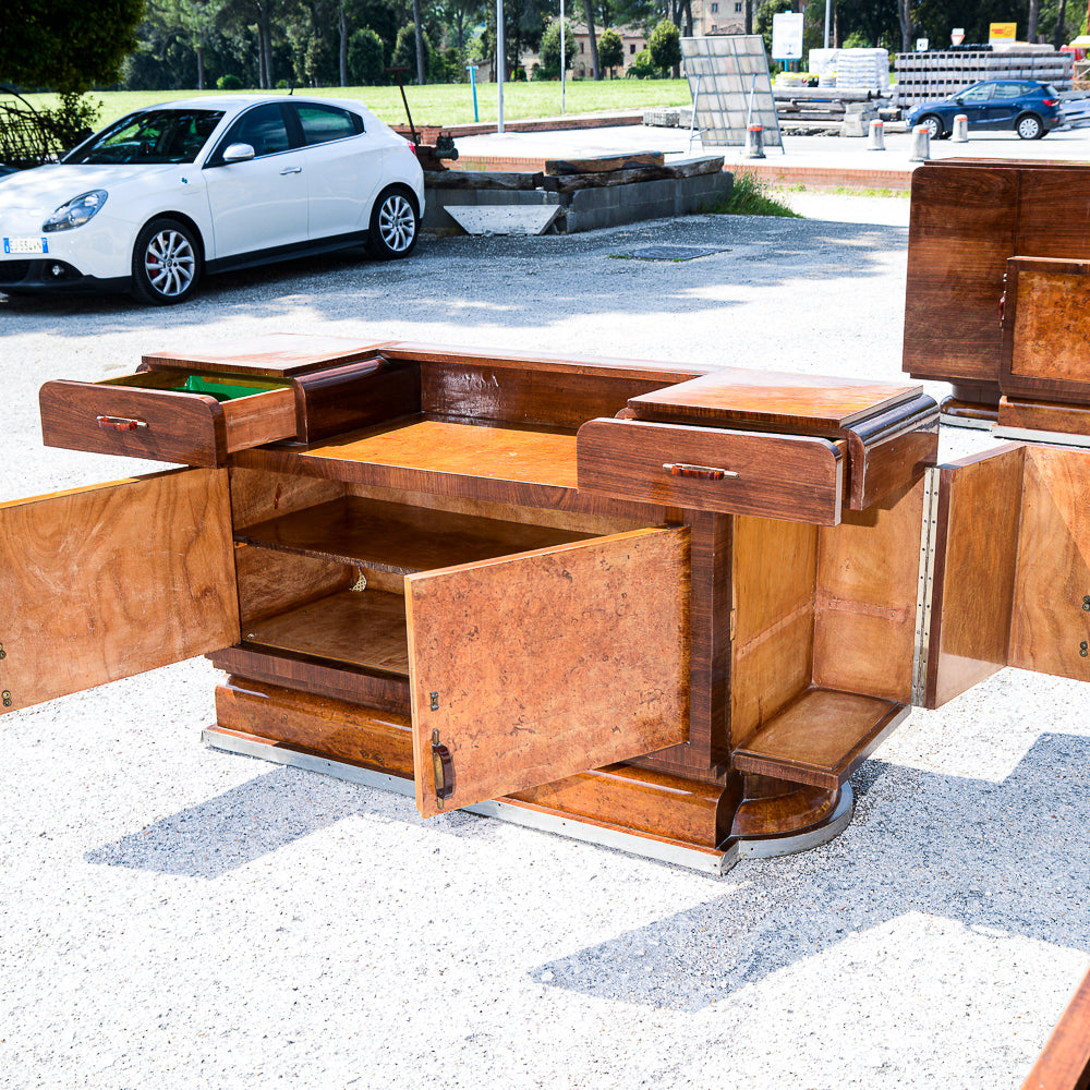 Credenza con specchio originale design italiano dell'Art Decò  di Osvaldo Borsari