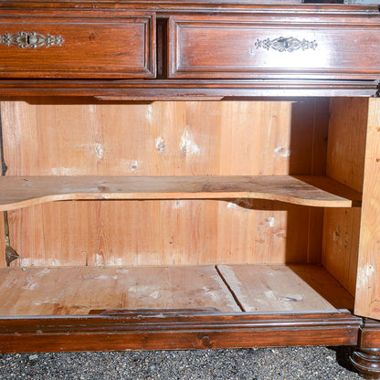 Credenza due corpi in legno di abete Italia epoca fine 800