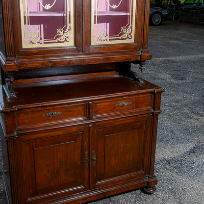 Credenza due corpi in legno di abete Italia epoca fine 800