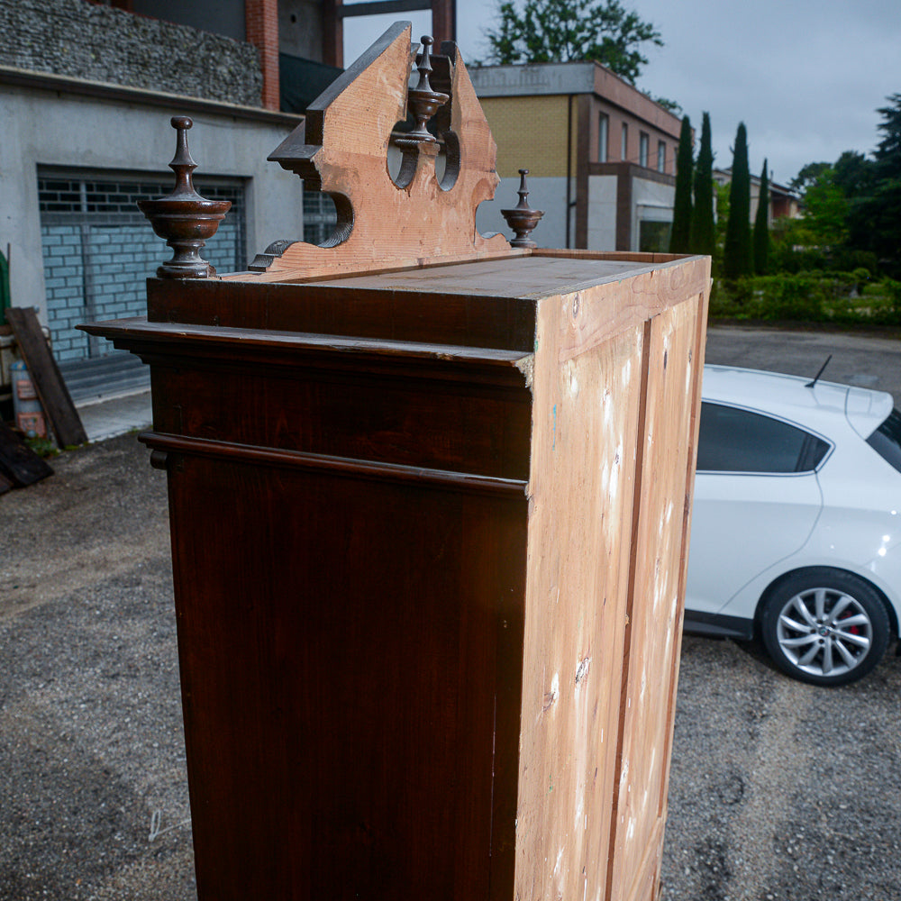 Credenza due corpi in legno di abete Italia epoca fine 800