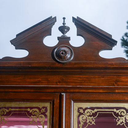 Credenza due corpi in legno di abete Italia epoca fine 800