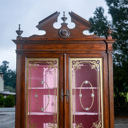 Credenza due corpi in legno di abete Italia epoca fine 800