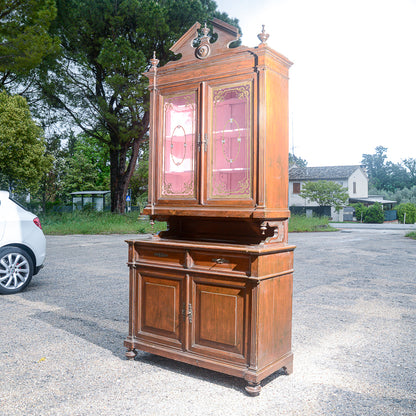 Credenza due corpi in legno di abete Italia epoca fine 800