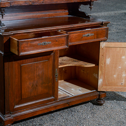 Credenza due corpi in legno di abete Italia epoca fine 800