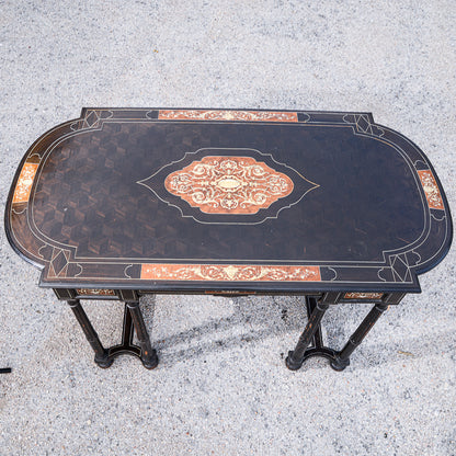 Tavolo scrivania intarsiato legno tinto ebano Italia 800  Pogliani