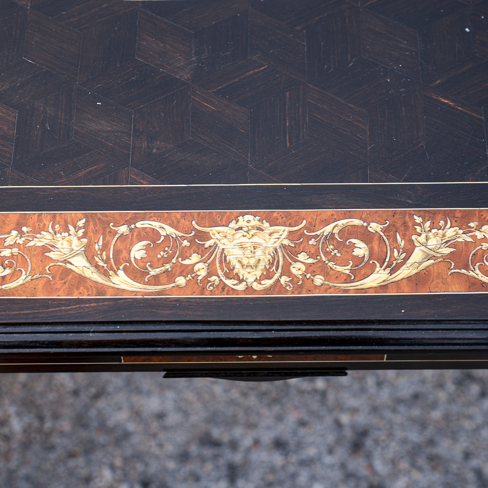 Tavolo scrivania intarsiato legno tinto ebano Italia 800  Pogliani
