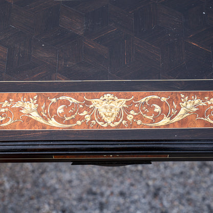 Tavolo scrivania intarsiato legno tinto ebano Italia 800  Pogliani