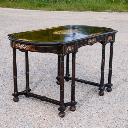 Tavolo scrivania intarsiato legno tinto ebano Italia 800  Pogliani