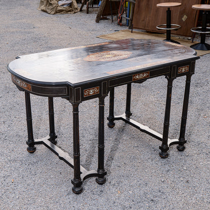 Tavolo scrivania intarsiato legno tinto ebano Italia 800  Pogliani