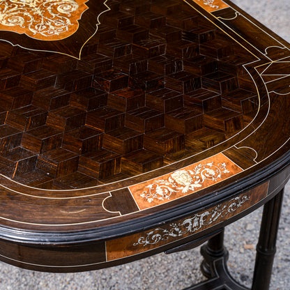 Tavolo scrivania intarsiato legno tinto ebano Italia 800  Pogliani