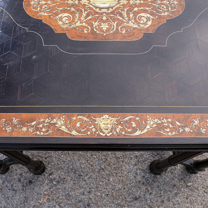 Tavolo scrivania intarsiato legno tinto ebano Italia 800  Pogliani