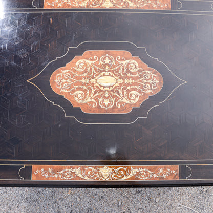 Tavolo scrivania intarsiato legno tinto ebano Italia 800  Pogliani