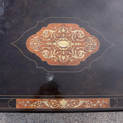 Tavolo scrivania intarsiato legno tinto ebano Italia 800  Pogliani
