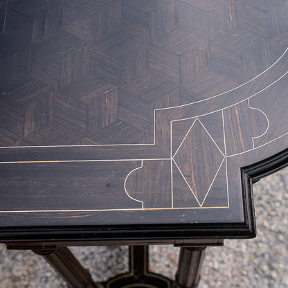 Tavolo scrivania intarsiato legno tinto ebano Italia 800  Pogliani