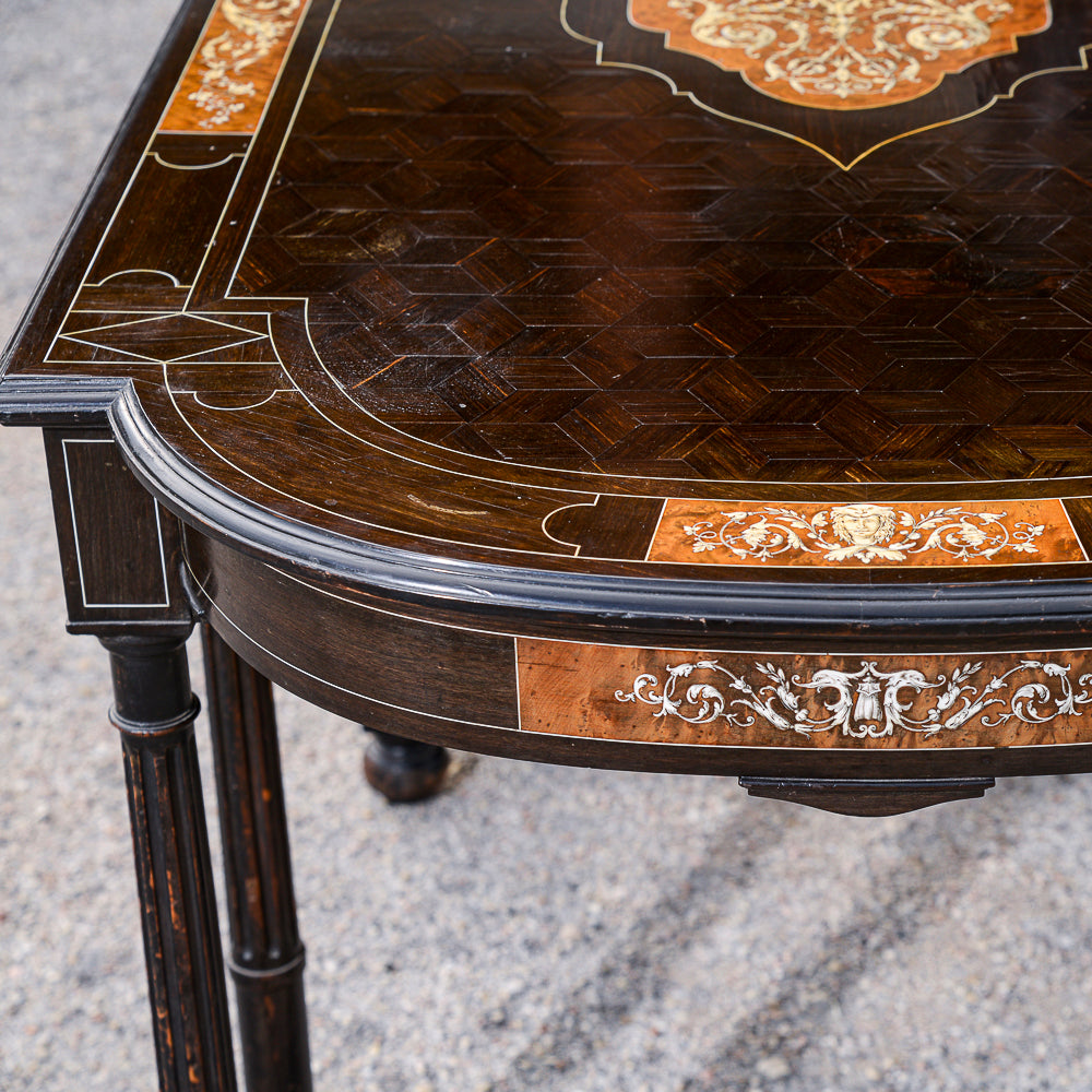 Tavolo scrivania intarsiato legno tinto ebano Italia 800  Pogliani