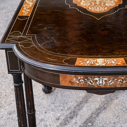 Tavolo scrivania intarsiato legno tinto ebano Italia 800  Pogliani