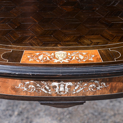 Tavolo scrivania intarsiato legno tinto ebano Italia 800  Pogliani