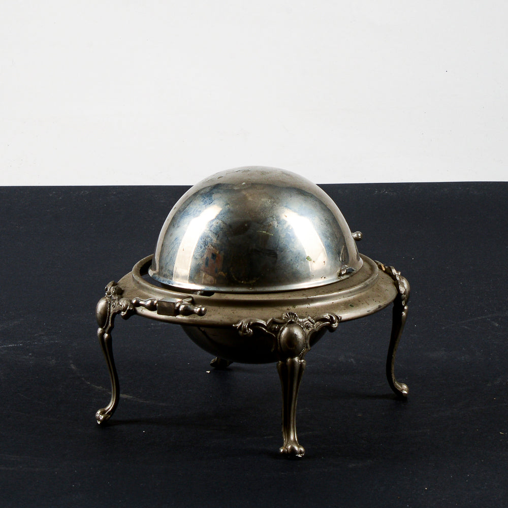 Porta burro butter - dish vittoriano  apribile in metallo argentato