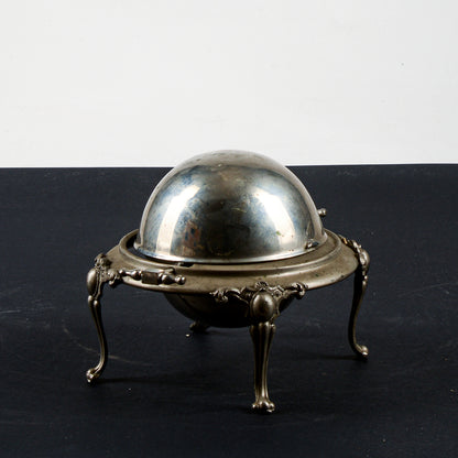 Porta burro butter - dish vittoriano  apribile in metallo argentato