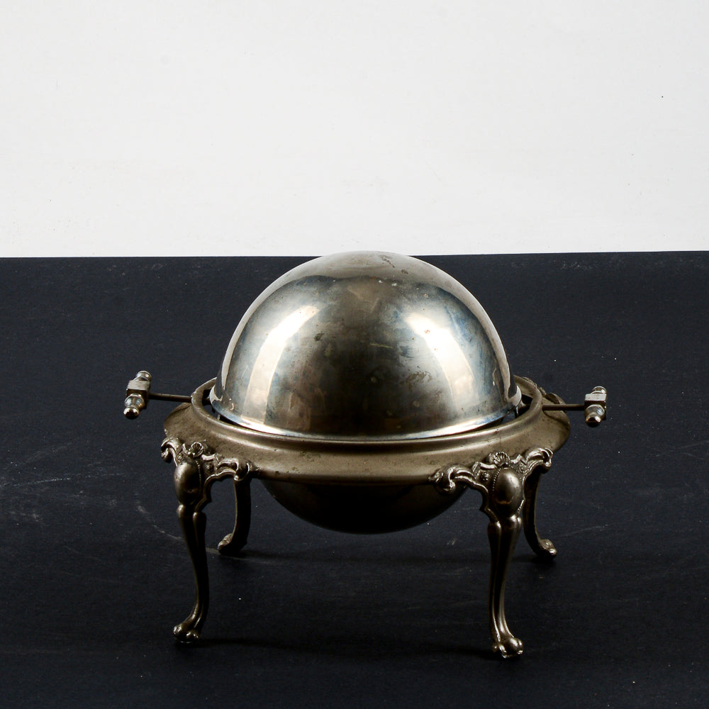Porta burro butter - dish vittoriano  apribile in metallo argentato