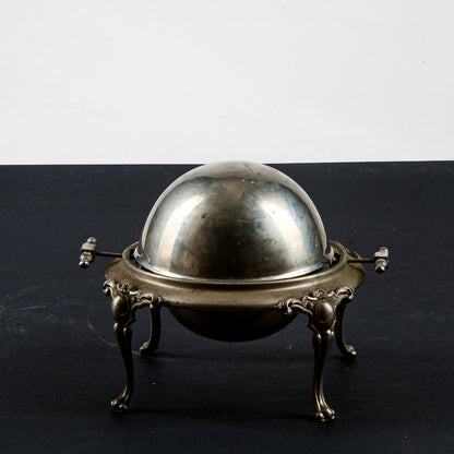 Porta burro butter - dish vittoriano  apribile in metallo argentato