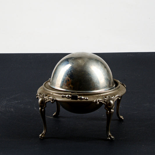 Porta burro butter - dish vittoriano  apribile in metallo argentato