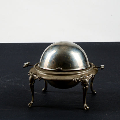 Porta burro butter - dish vittoriano  apribile in metallo argentato