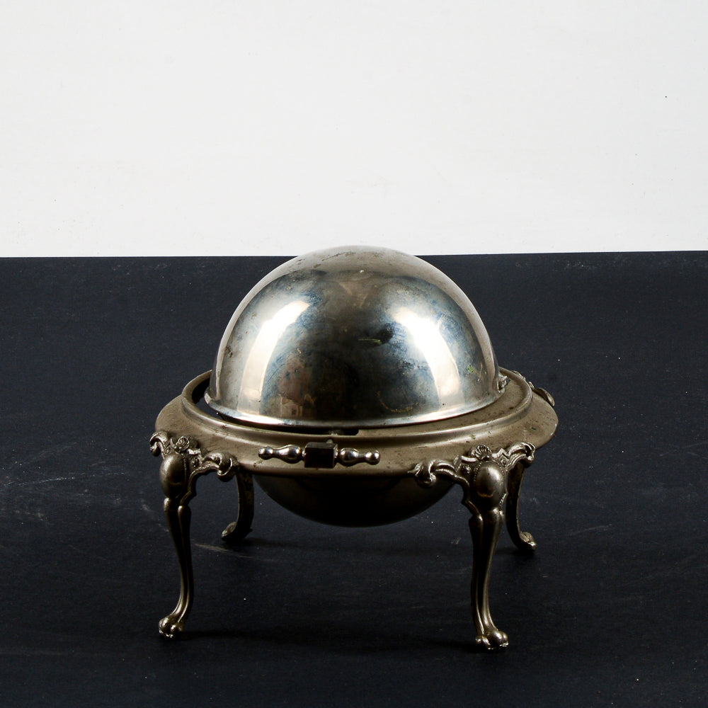 Porta burro butter - dish vittoriano  apribile in metallo argentato