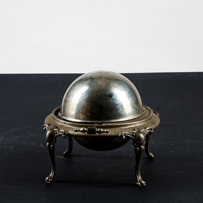 Porta burro butter - dish vittoriano  apribile in metallo argentato