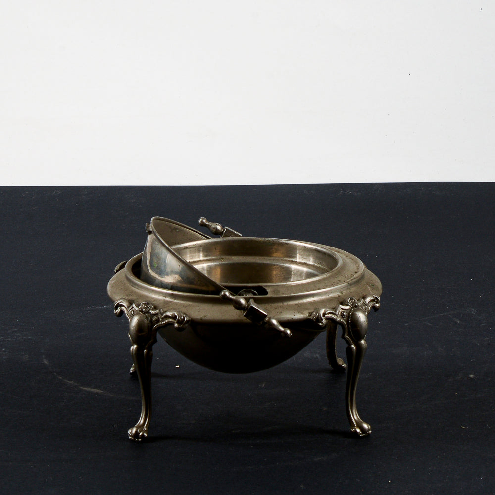 Porta burro butter - dish vittoriano  apribile in metallo argentato