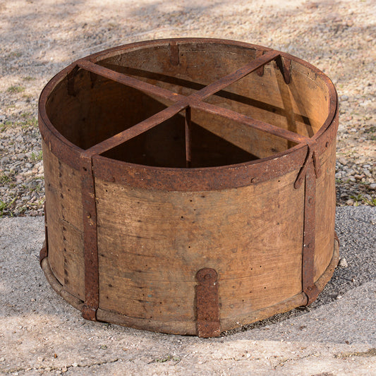 Misura per grano grande in legno con rinforzi in metallo Italia epoca fine 800