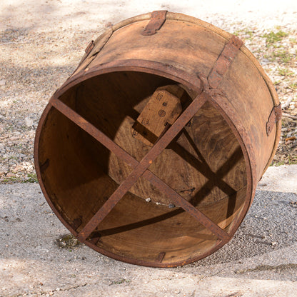 Misura per grano grande in legno con rinforzi in metallo Italia epoca fine 800