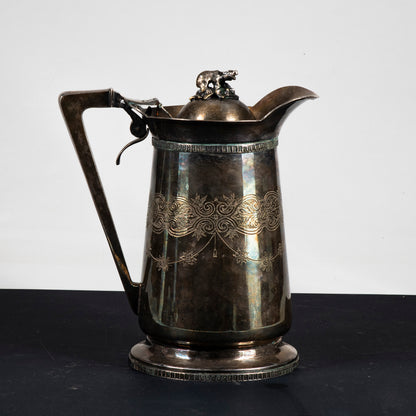 Brocca cioccolatiera in Sheffield con decori incisi e fusione a pieno epoca 1950