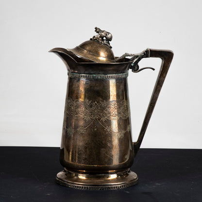 Brocca cioccolatiera in Sheffield con decori incisi e fusione a pieno epoca 1950