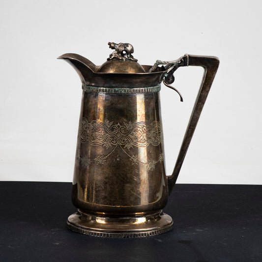 Brocca cioccolatiera in Sheffield con decori incisi e fusione a pieno epoca 1950