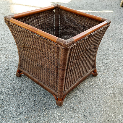 Portavasi colorato in bamboo  midollino e vimini Italia 1970