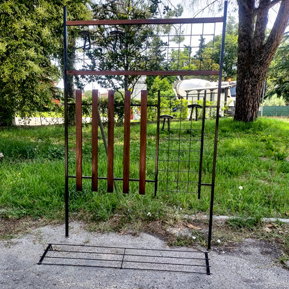 Appendiabiti attaccapanni da ingresso in ferro e legno con cappelliera Danimarca 1960