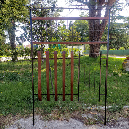 Appendiabiti attaccapanni da ingresso in ferro e legno con cappelliera Danimarca 1960