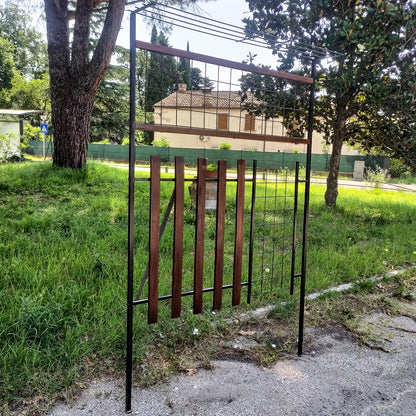 Appendiabiti attaccapanni da ingresso in ferro e legno con cappelliera Danimarca 1960